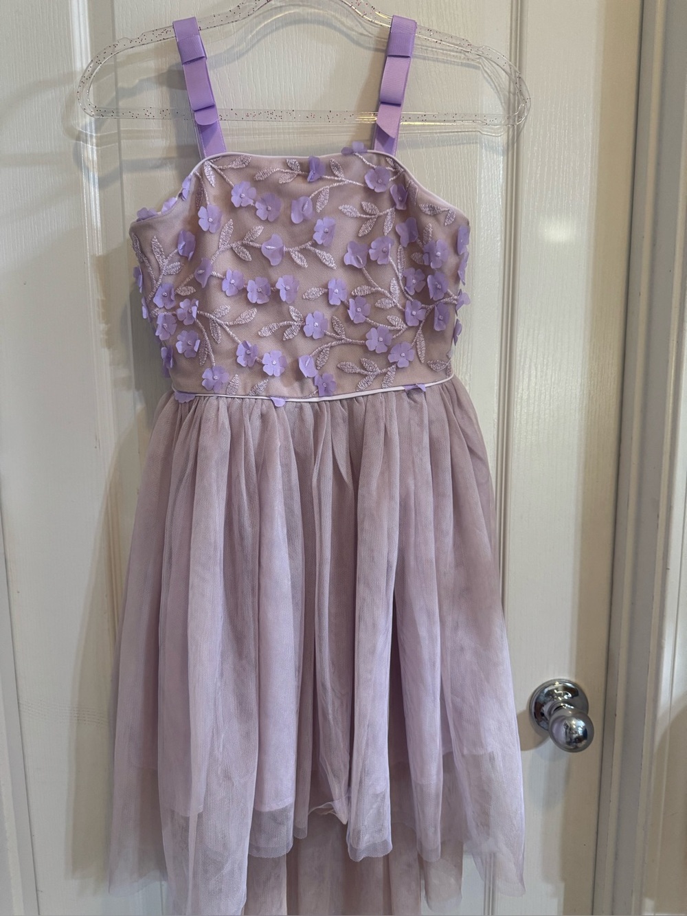 Zunie Lavender Floral Appliqué Tulle Dress